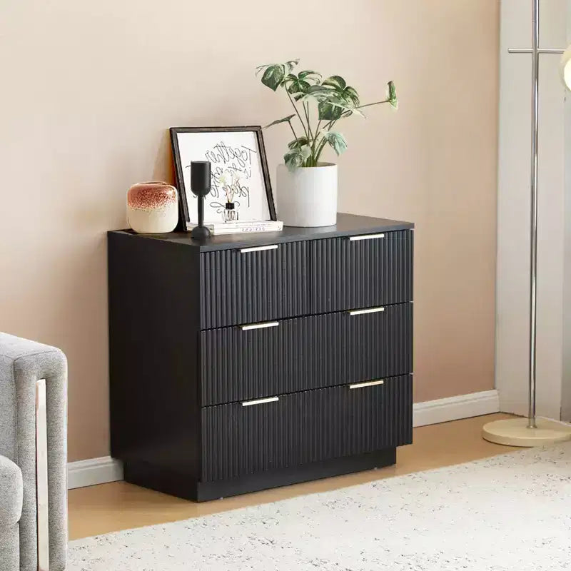 Karl Home 4-Drawer Black MDF (Medium-Density Fiberboard) 28.35in. W Nightstands