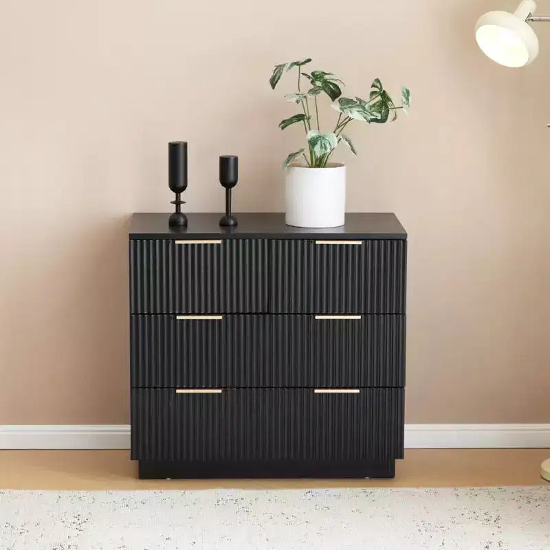 Karl Home 4-Drawer Black MDF (Medium-Density Fiberboard) 28.35in. W Nightstands