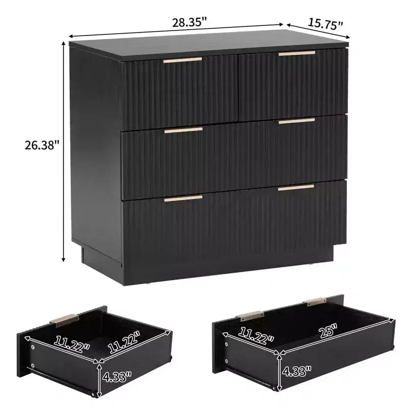 Karl Home 4-Drawer Black MDF (Medium-Density Fiberboard) 28.35in. W Nightstands