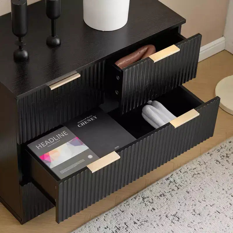 Karl Home 4-Drawer Black MDF (Medium-Density Fiberboard) 28.35in. W Nightstands