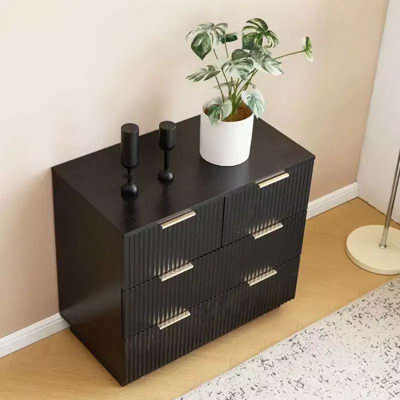 Karl Home 4-Drawer Black MDF (Medium-Density Fiberboard) 28.35in. W Nightstands