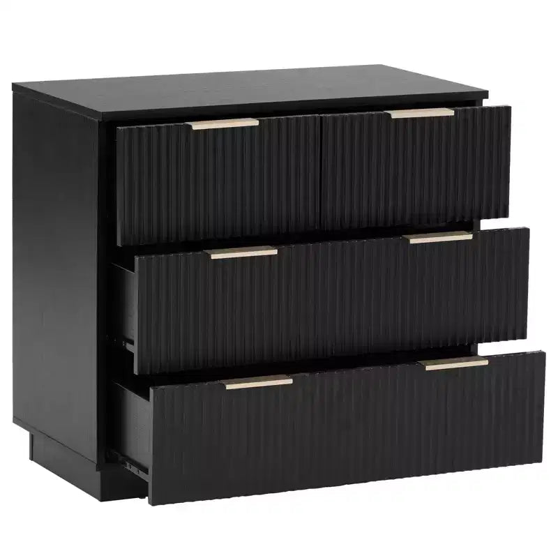 Karl Home 4-Drawer Black MDF (Medium-Density Fiberboard) 28.35in. W Nightstands