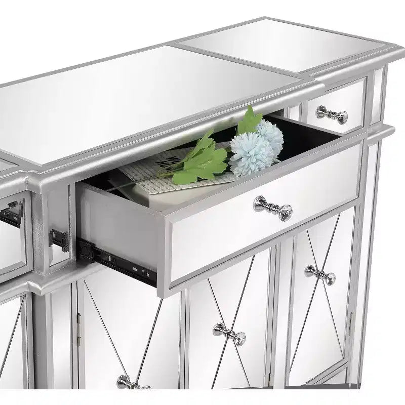 Karl Home 3-Drawer Silver MDF (Medium-Density Fiberboard) 48.03in. W Chest of Drawer