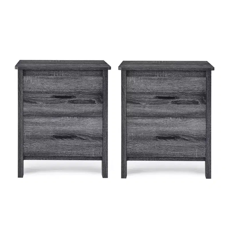 GDFStudio Titeca Contemporary 2 Drawer Wood Nightstands (Set of 2)