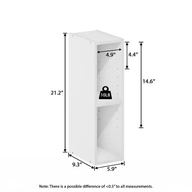 HOMLUX 2-Tier Adjustable Storage Bookcase Space Saving for Laundry Closet Bathroom