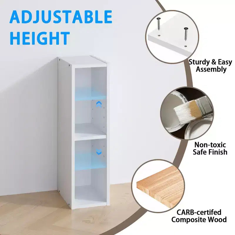 HOMLUX 2-Tier Adjustable Storage Bookcase Space Saving for Laundry Closet Bathroom