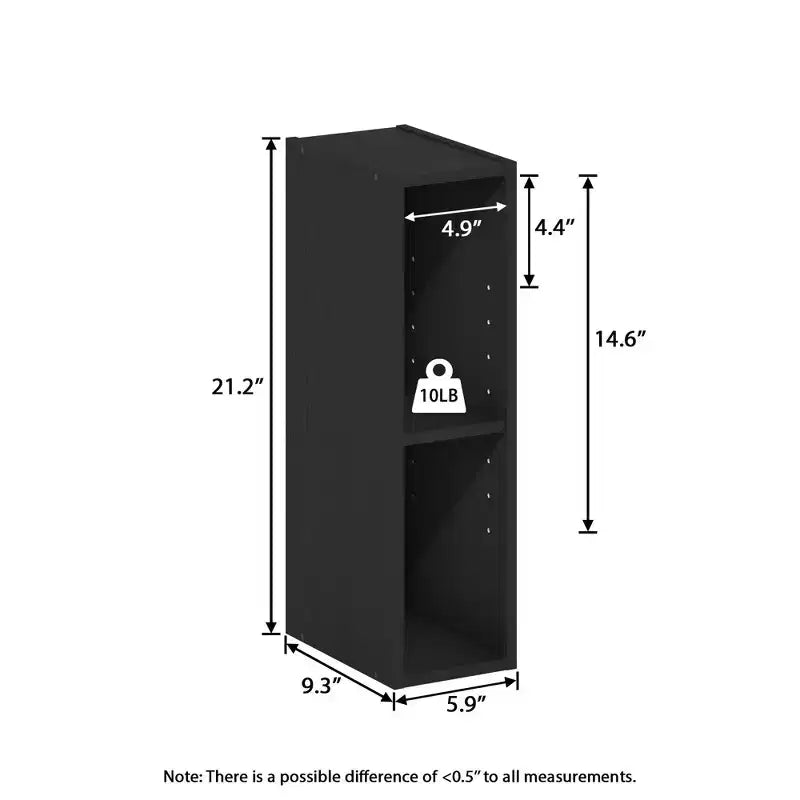 HOMLUX 2-Tier Adjustable Storage Bookcase Space Saving for Laundry Closet Bathroom