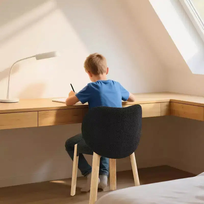 Cute Vanity Chair with Love Backrest, Modern Makeup Vanity Stool Teddy Fabric for Dressing Home Office Bedoom Dinning Room and Living Room