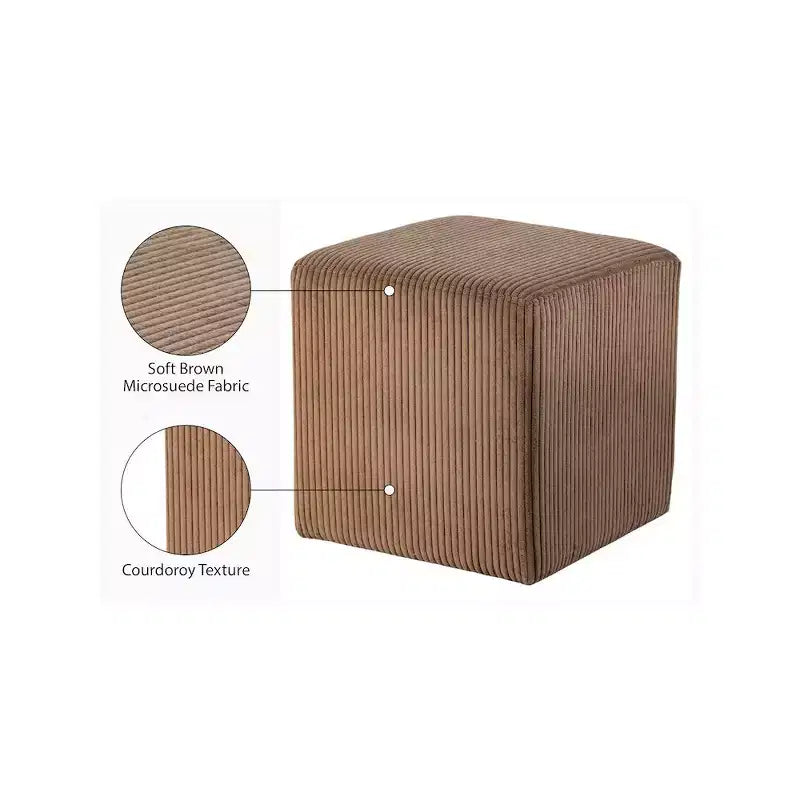 Meridian Furniture,Roy Microsuede Fabric Ottoman/Stool