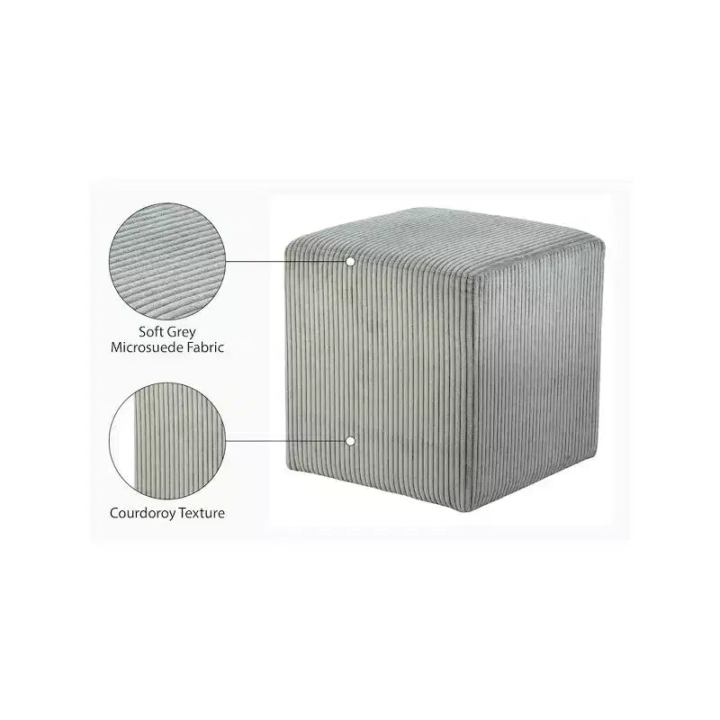 Meridian Furniture,Roy Microsuede Fabric Ottoman/Stool