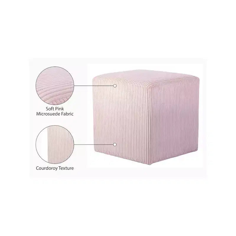 Meridian Furniture,Roy Microsuede Fabric Ottoman/Stool