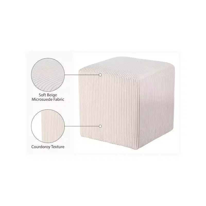 Meridian Furniture,Roy Microsuede Fabric Ottoman/Stool