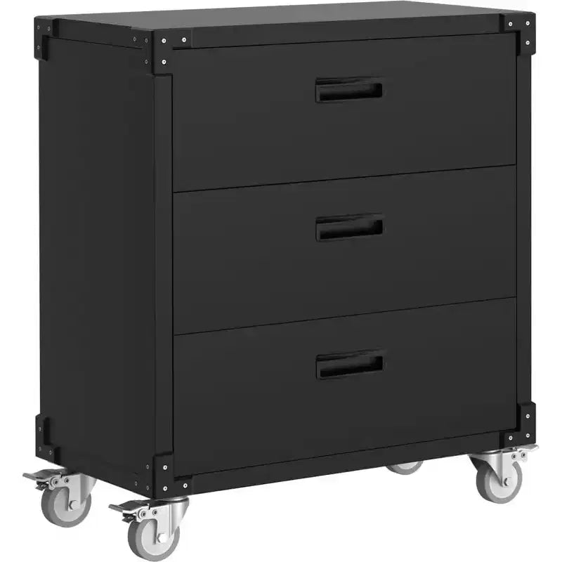 3-Drawer Rolling Tool Cabinet Heavy-Duty Garage Storage on Wheels Mobile Metal Workbench for Warehouse Basement Workshop