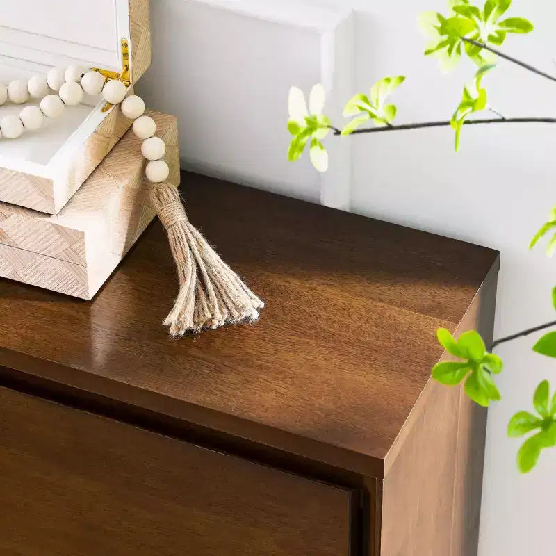 Okak 39in Sideboard Cabinet with 2 Outlet Holes, Storage Cabinet, Kitchen Cabinet for Living Room, Kitchen, Dining Room, Walnut