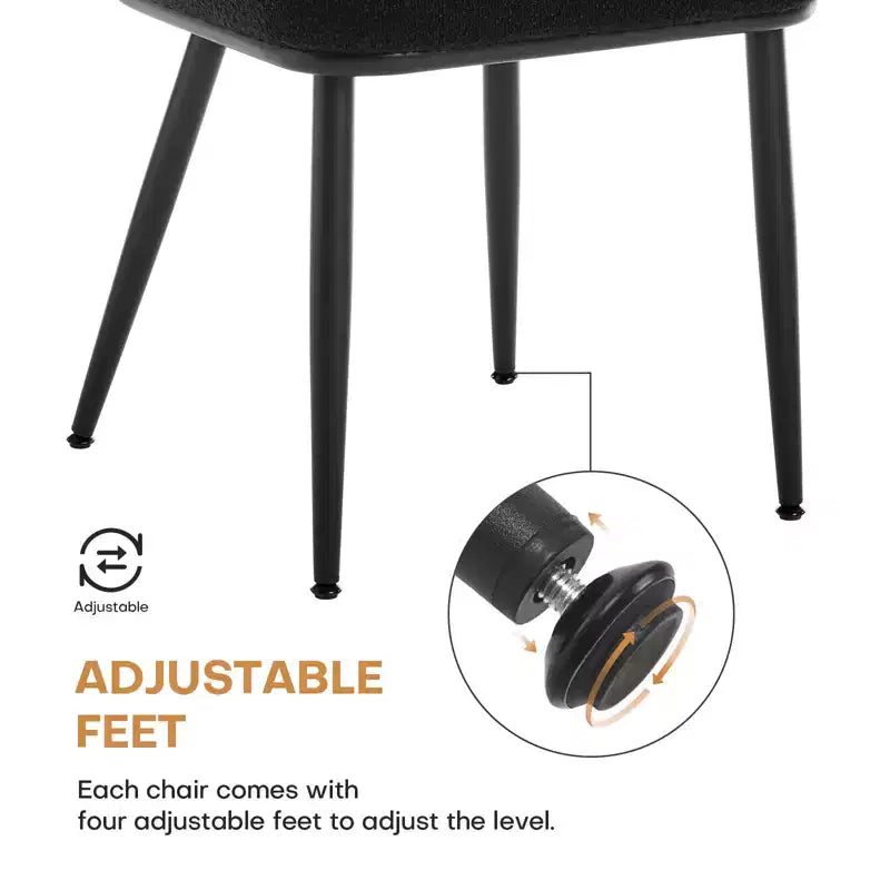 Bekrvio Rattan Dining Chairs Set of 2 - Mid Century Modern Boucle Upholstered Cane Back Side Chairs with Metal Legs for Kitchen