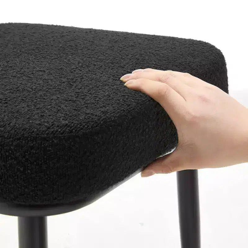 Bekrvio Rattan Dining Chairs Set of 2 - Mid Century Modern Boucle Upholstered Cane Back Side Chairs with Metal Legs for Kitchen