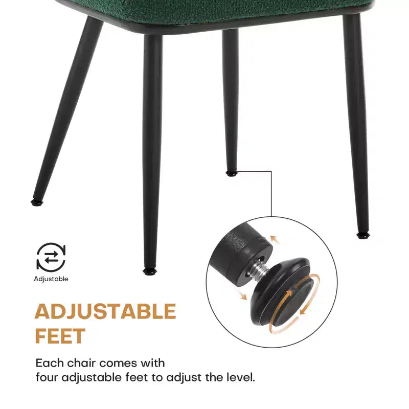 Bekrvio Rattan Dining Chairs Set of 2 - Mid Century Modern Boucle Upholstered Cane Back Side Chairs with Metal Legs for Kitchen