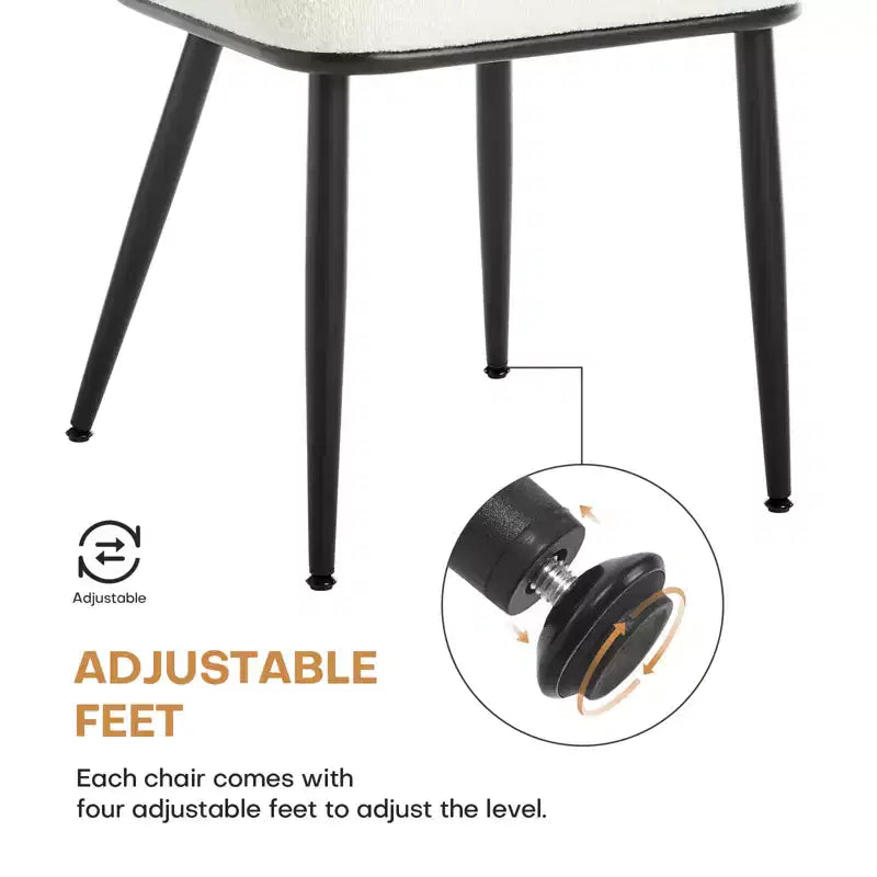 Bekrvio Rattan Dining Chairs Set of 2 - Mid Century Modern Boucle Upholstered Cane Back Side Chairs with Metal Legs for Kitchen