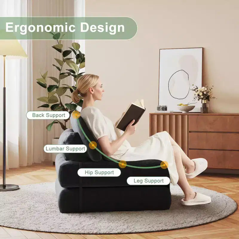 Folding Sofa Bed, Floor Folding Couch with Pillow Corduroy