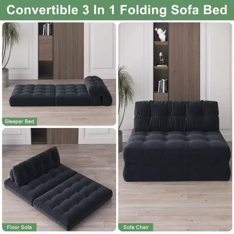 Folding Sofa Bed, Floor Folding Couch with Pillow Corduroy