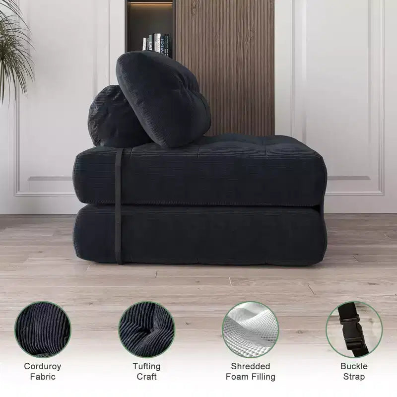 Folding Sofa Bed, Floor Folding Couch with Pillow Corduroy