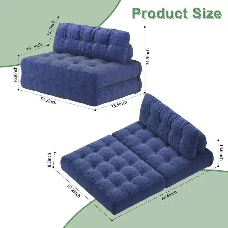 Folding Sofa Bed, Floor Folding Couch with Pillow Corduroy