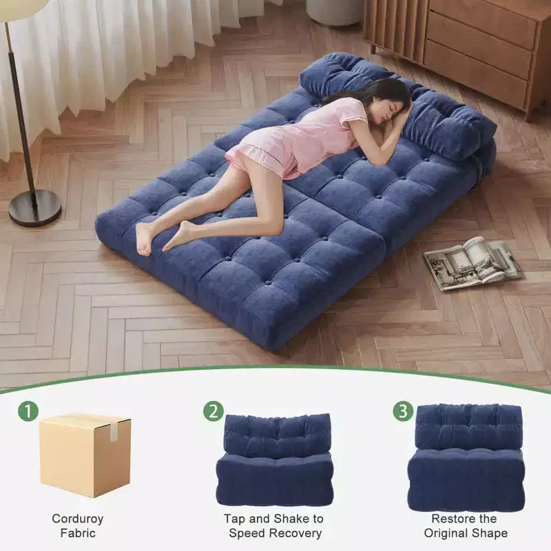 Folding Sofa Bed, Floor Folding Couch with Pillow Corduroy