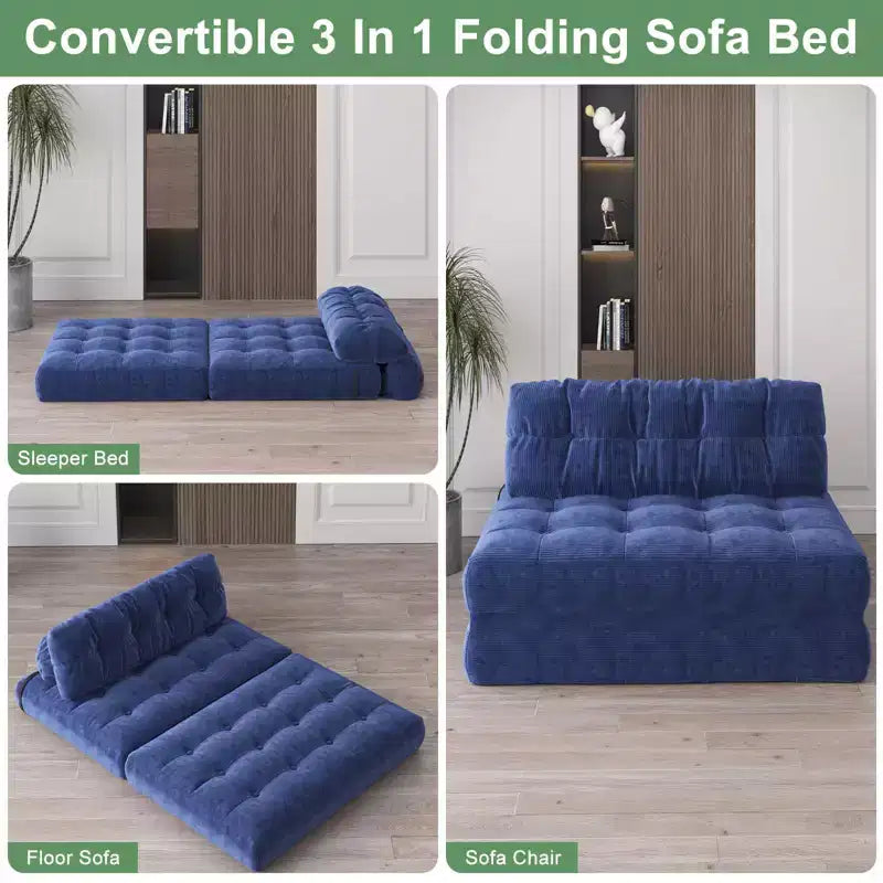 Folding Sofa Bed, Floor Folding Couch with Pillow Corduroy