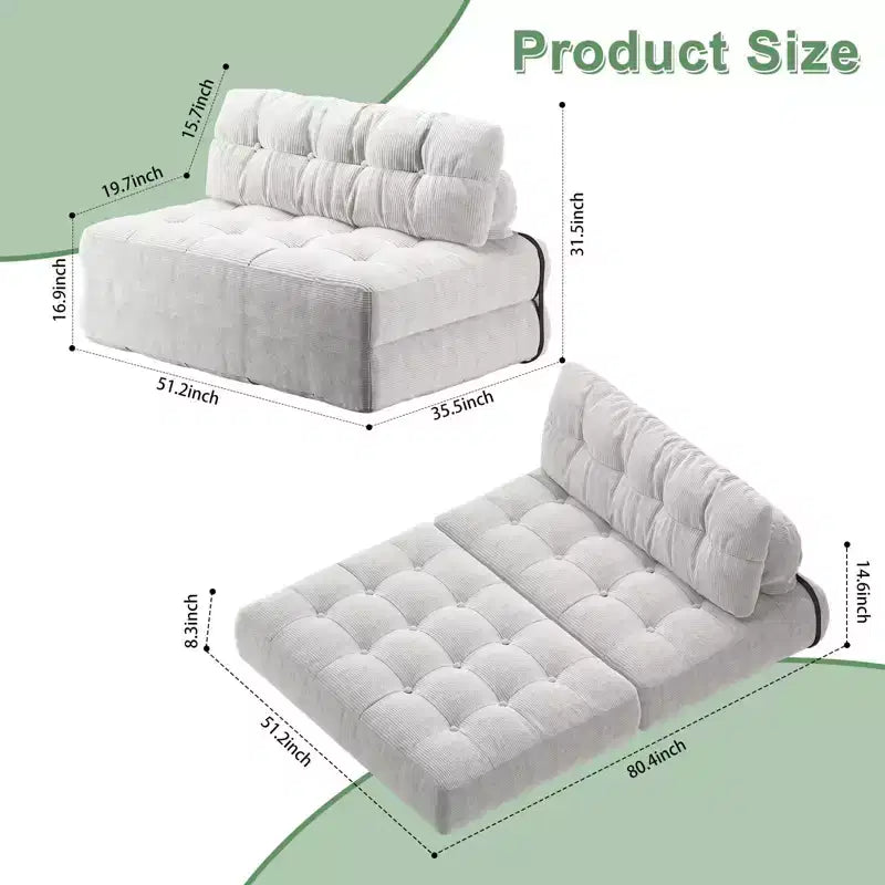 Folding Sofa Bed, Floor Folding Couch with Pillow Corduroy