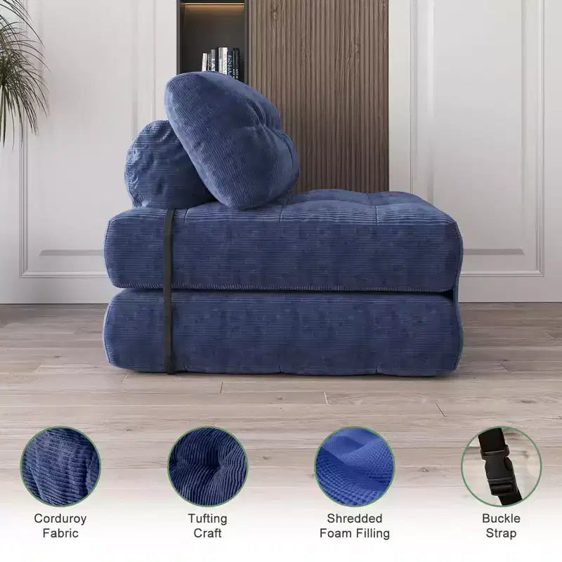 Folding Sofa Bed, Floor Folding Couch with Pillow Corduroy
