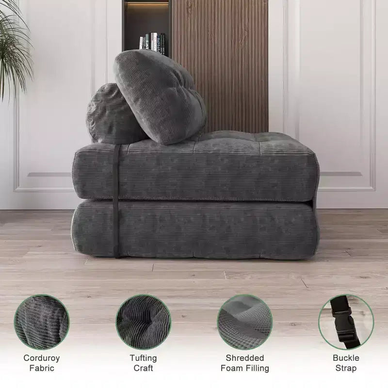 Folding Sofa Bed, Floor Folding Couch with Pillow Corduroy
