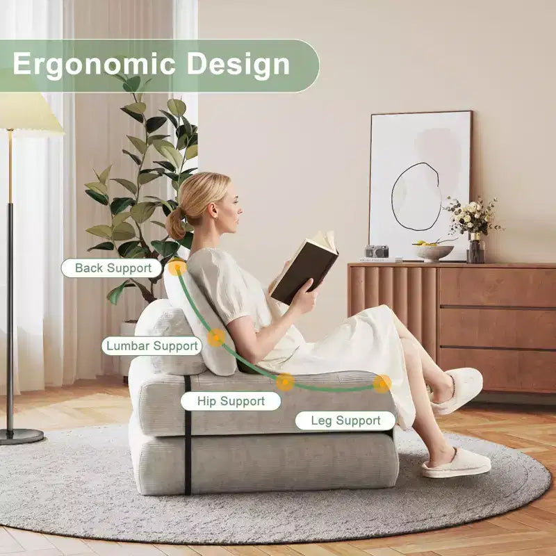 Folding Sofa Bed, Floor Folding Couch with Pillow Corduroy