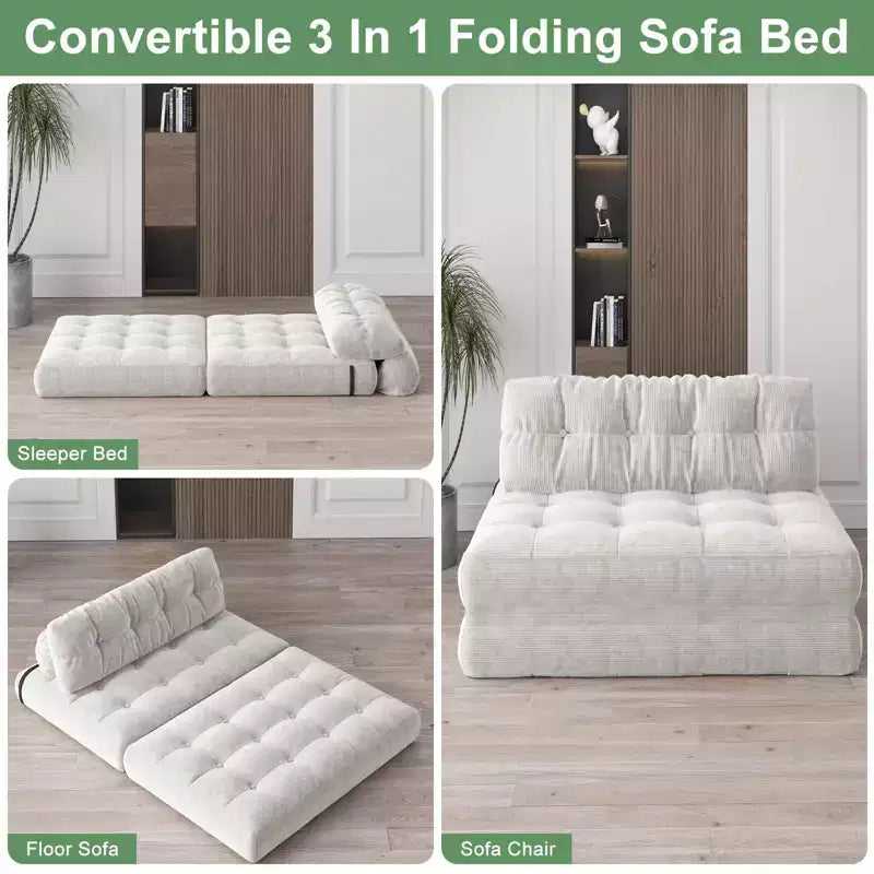 Folding Sofa Bed, Floor Folding Couch with Pillow Corduroy
