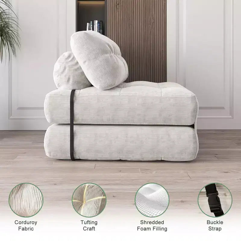 Folding Sofa Bed, Floor Folding Couch with Pillow Corduroy