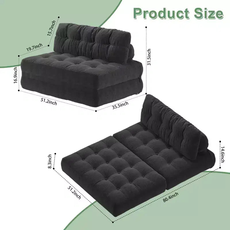 Folding Sofa Bed, Floor Folding Couch with Pillow Corduroy