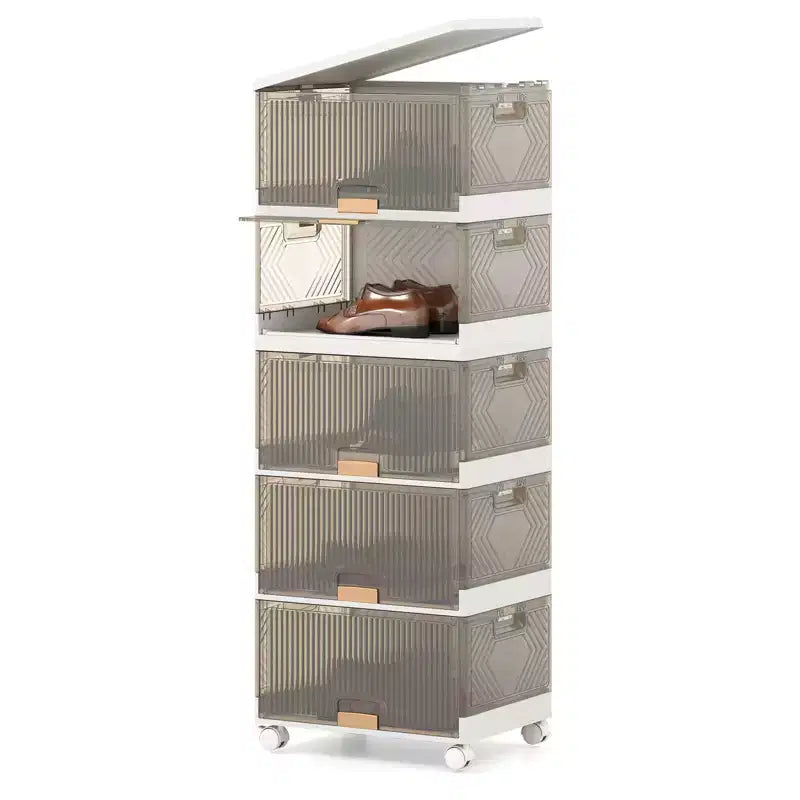 Costway 5-Cube Stackable Storage Bins with Detachable Wheels 22.5 Gal Large Organizer