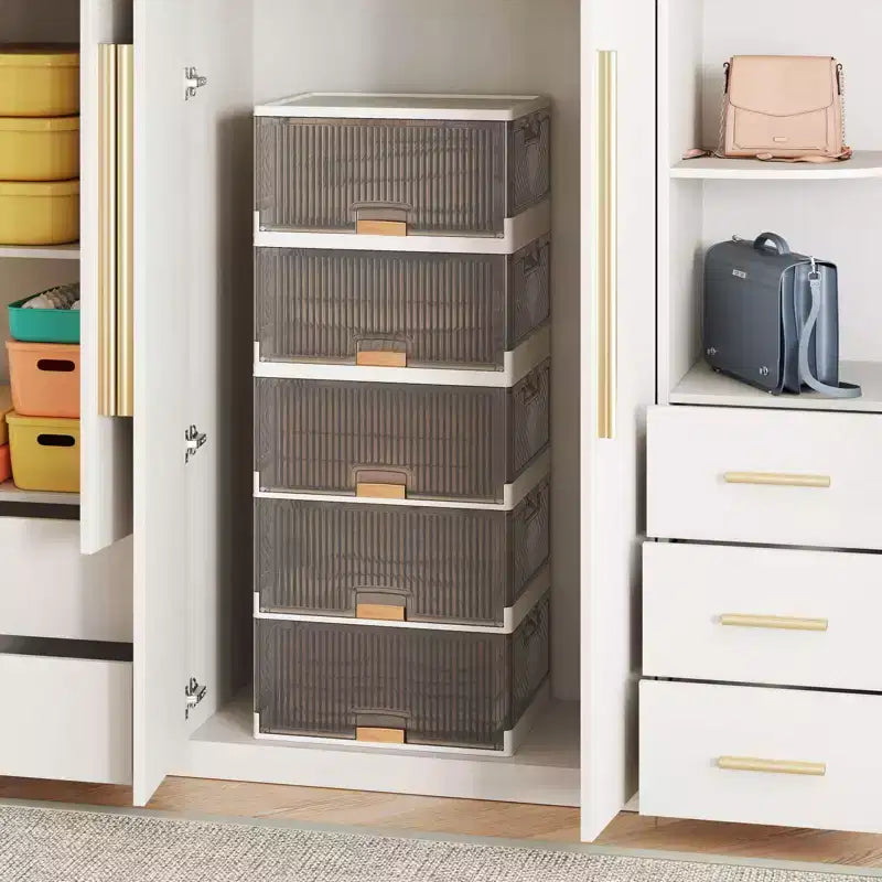 Costway 5-Cube Stackable Storage Bins with Detachable Wheels 22.5 Gal Large Organizer