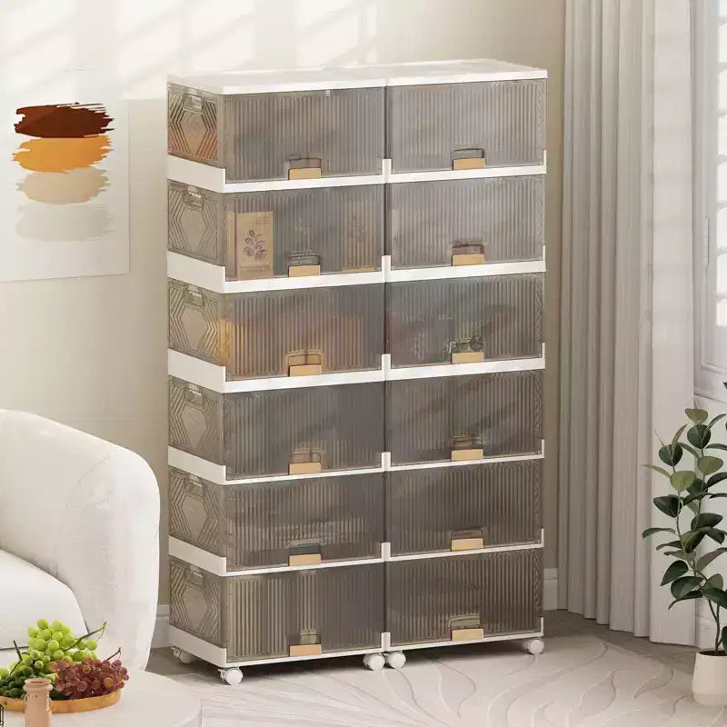 Costway 5-Cube Stackable Storage Bins with Detachable Wheels 22.5 Gal Large Organizer