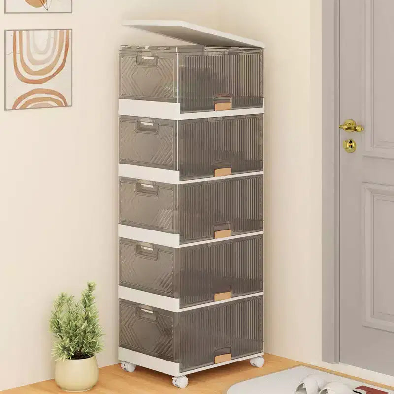 Costway 5-Cube Stackable Storage Bins with Detachable Wheels 22.5 Gal Large Organizer