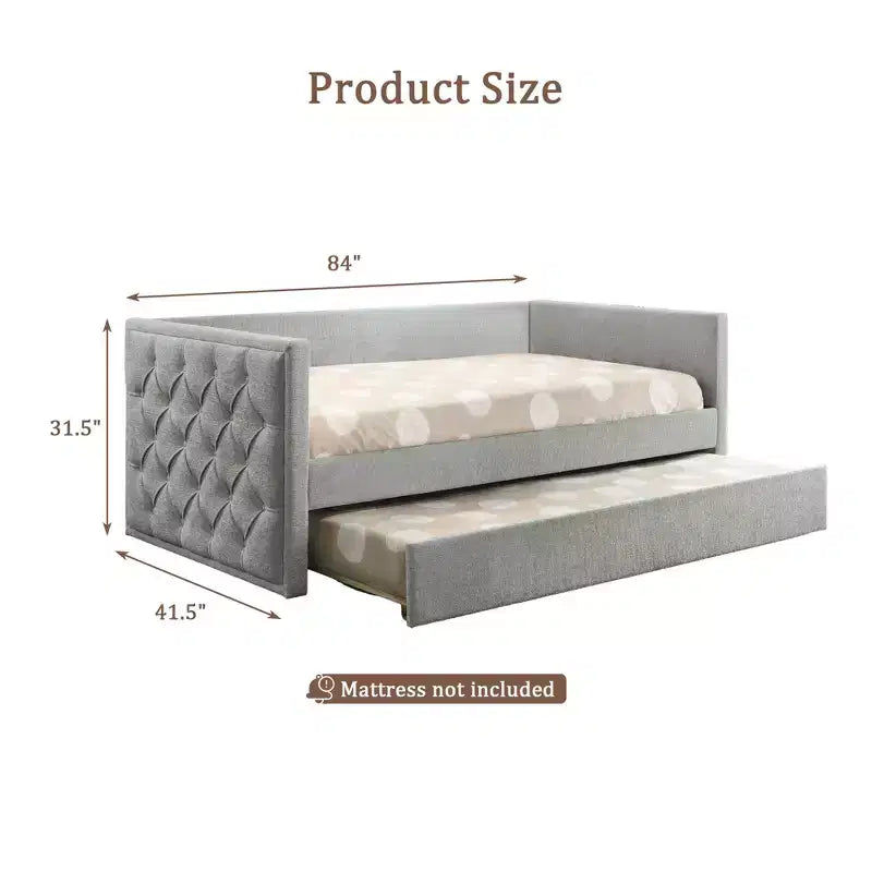 CLIHOME Modern Design Twin Sofa Bed with Trundle and Mattress-Ready Platform With Engineered Wood
