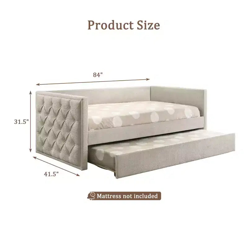 CLIHOME Modern Design Twin Sofa Bed with Trundle and Mattress-Ready Platform With Engineered Wood