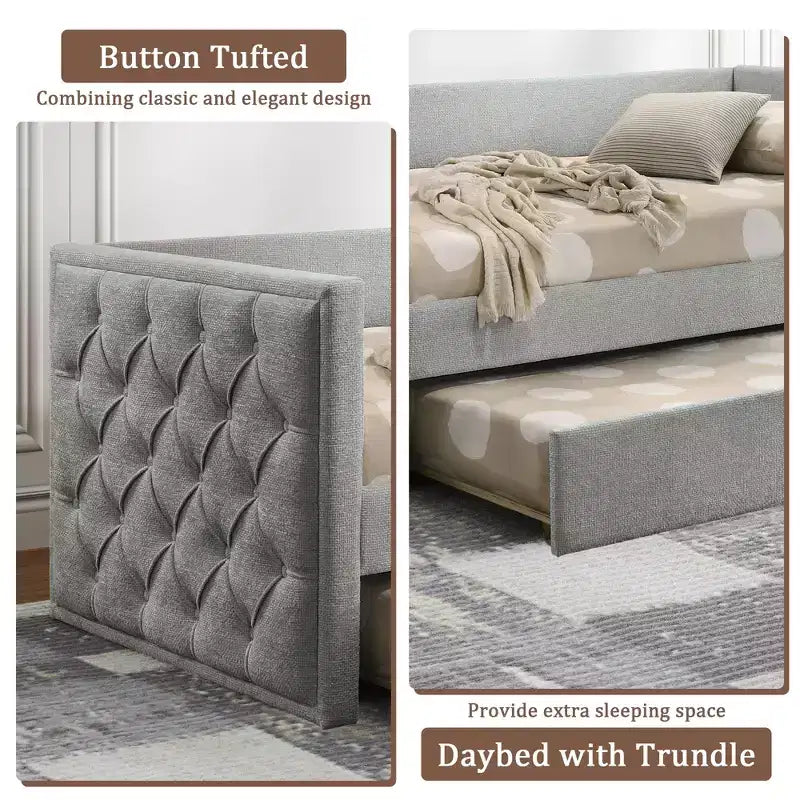 CLIHOME Modern Design Twin Sofa Bed with Trundle and Mattress-Ready Platform With Engineered Wood