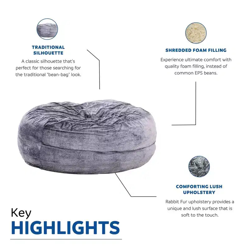 HomeStock Bala 5ft Faux Fur Foam Bean Bag