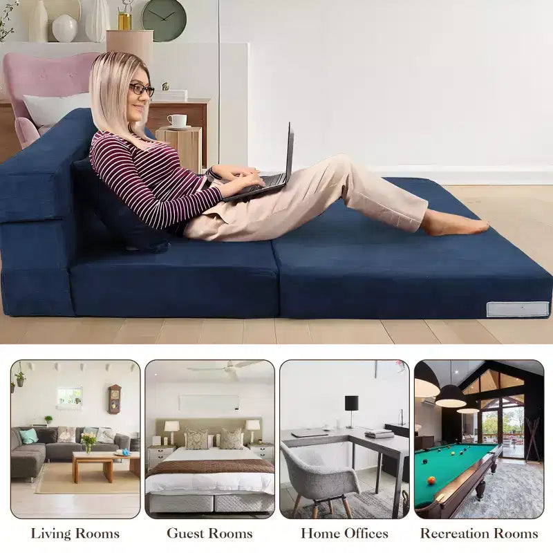 Folding Sofa Bed with Pillow, Convertible Sleeper Chair Folding Sofa Mattress