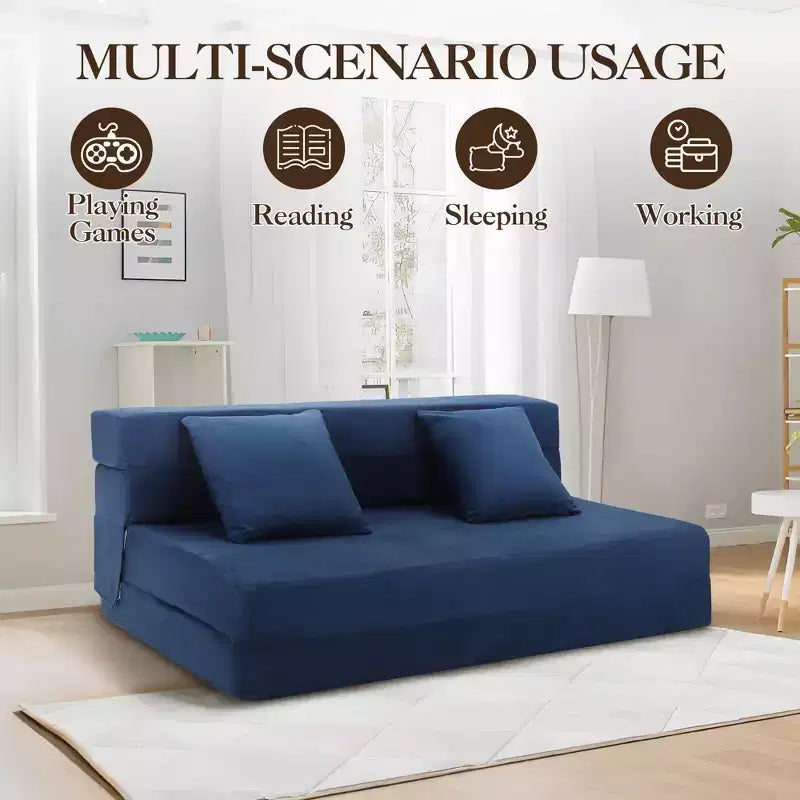 Folding Sofa Bed with Pillow, Convertible Sleeper Chair Folding Sofa Mattress