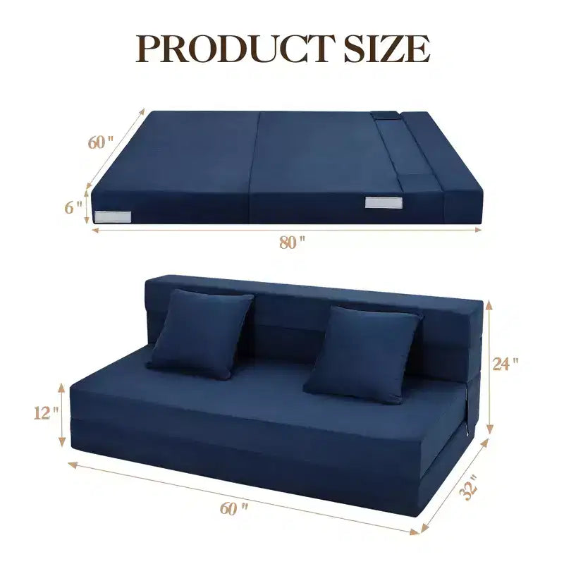 Folding Sofa Bed with Pillow, Convertible Sleeper Chair Folding Sofa Mattress