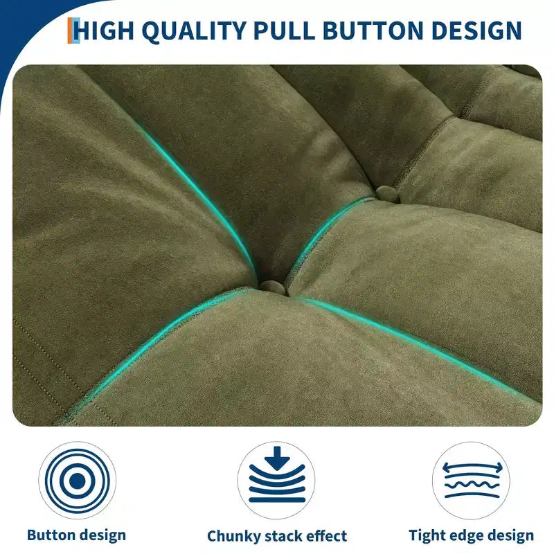 69 Inch Teddy Sofa,Loveseat Bean Bag Couch with Deep Seat,Upholstered Couches for Living Room,Bedroom,Apartment