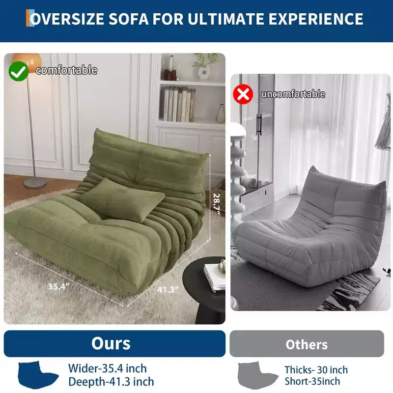 69 Inch Teddy Sofa,Loveseat Bean Bag Couch with Deep Seat,Upholstered Couches for Living Room,Bedroom,Apartment