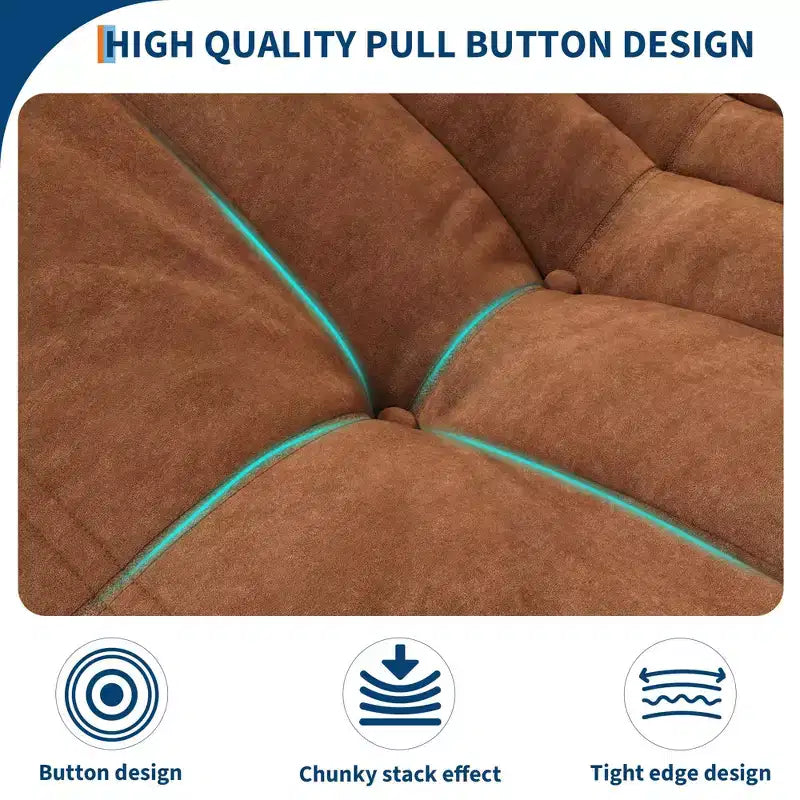 69 Inch Teddy Sofa,Loveseat Bean Bag Couch with Deep Seat,Upholstered Couches for Living Room,Bedroom,Apartment