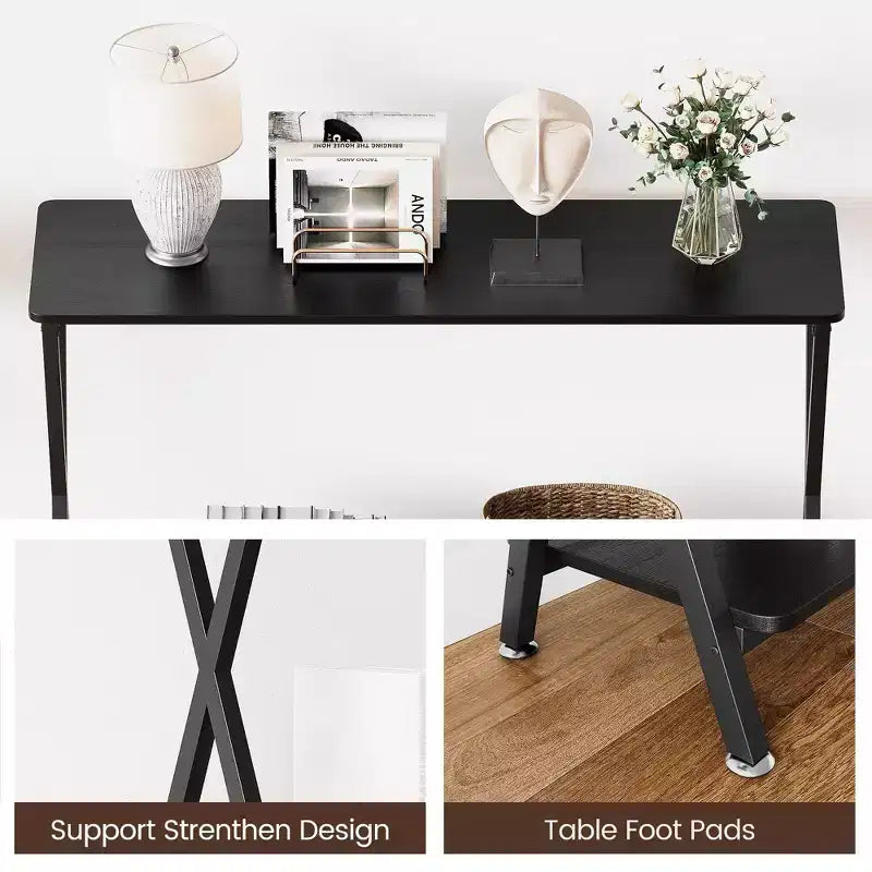Coolmee 2-Tier Narrow Console Table, Small Entryway Table, Display Table with Shelves, Sofa Table for Living Room Hallway Entryway Foyer